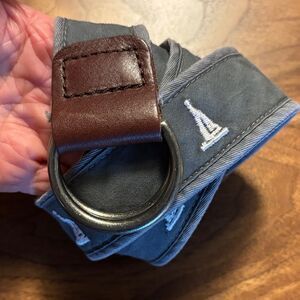 J. Crew Fabric Double D Ring Belt  with Nautical Theme - L / XL